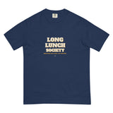 The Long Lunch Society Tee in True Navy, flat front