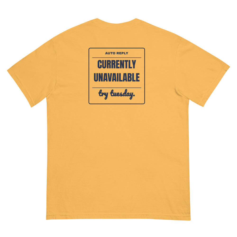 The Try Tuesday Tee in Mustard, back