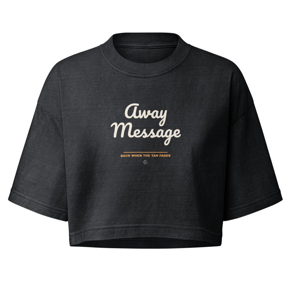 The Away Message Crop Tee in Washed Black, front