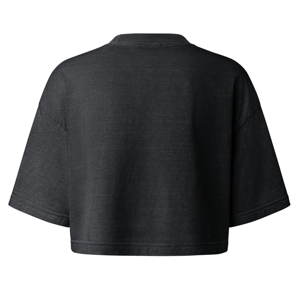 The Away Message Crop Tee in Washed Black, back