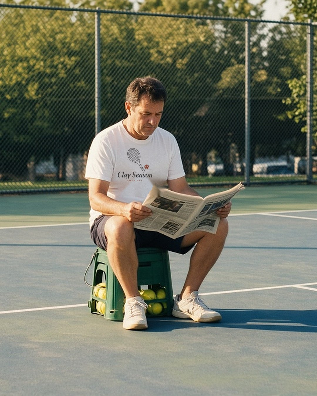 Clay Season Tee worn on a tennis court