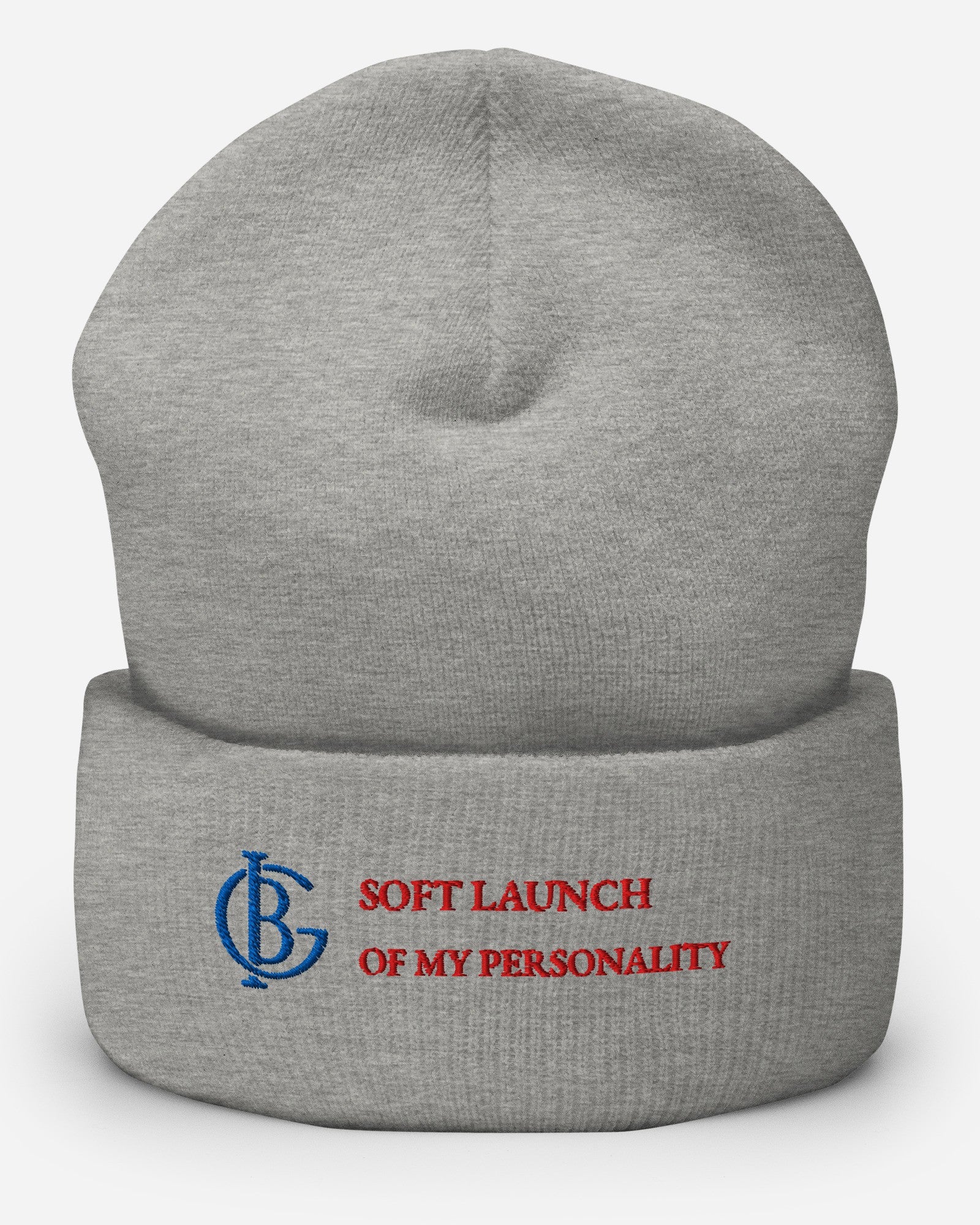 The Soft Launch Beanie in Heather Grey on a table