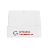The Soft Launch Beanie, close-up of the embroidered cuff