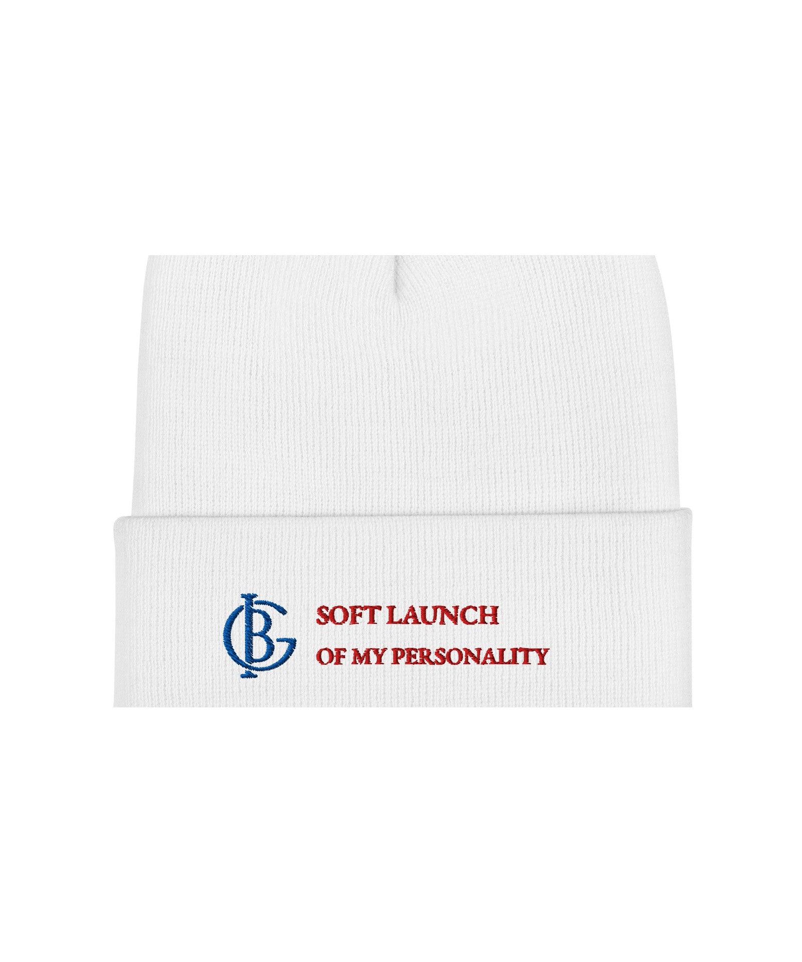 The Soft Launch Beanie, close-up of the embroidered cuff