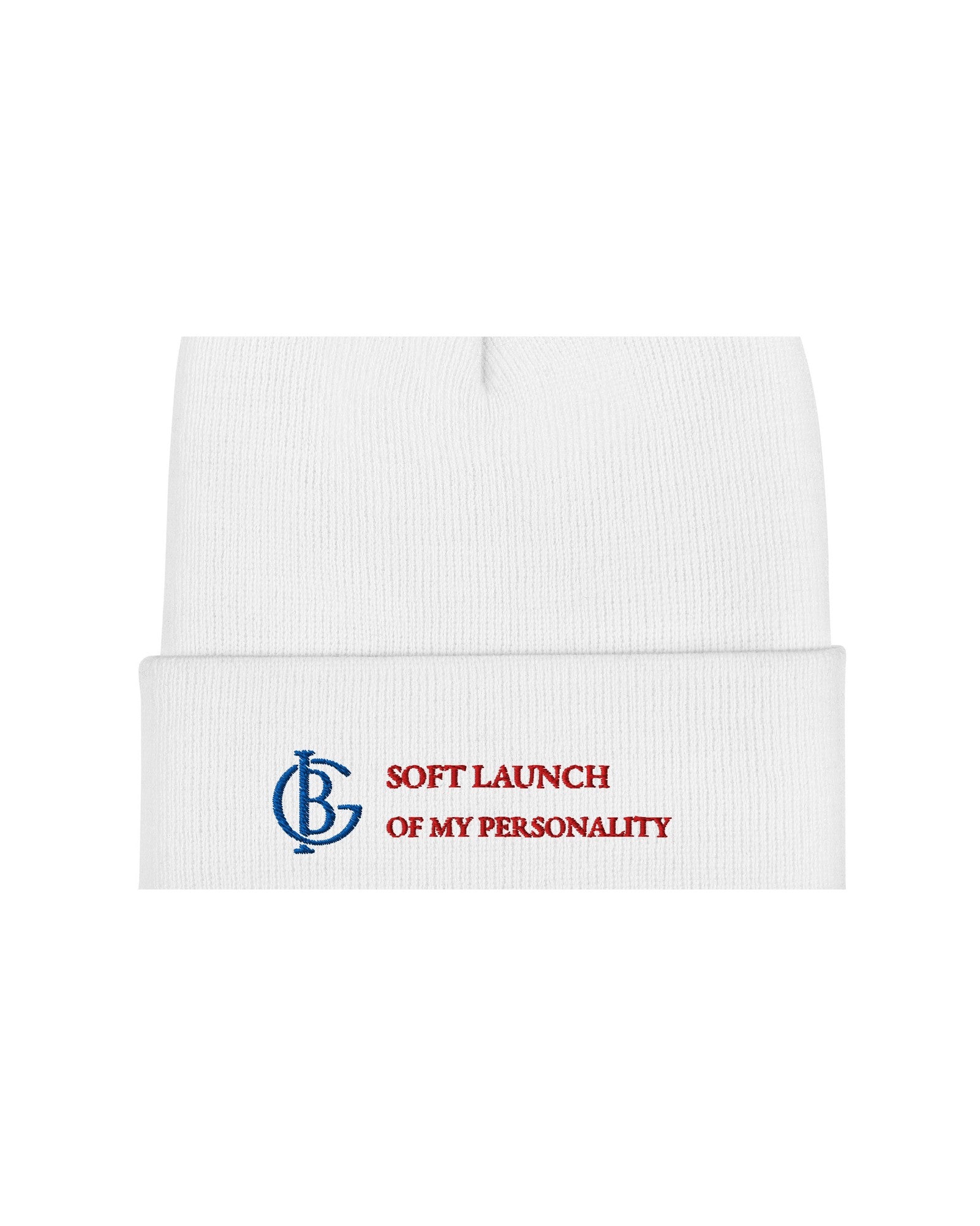The Soft Launch Beanie, close-up of the embroidered cuff