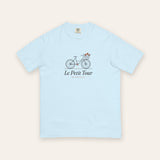 Le Petit Tour Tee in Chambray, flat lay front, product shot on cream