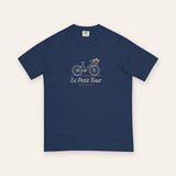 Le Petit Tour Tee in True Navy, flat lay front, product shot on cream