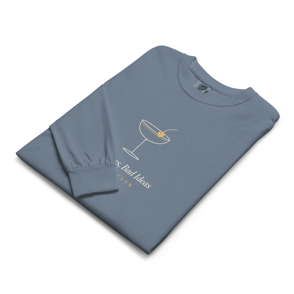 The Social Club Long Sleeve in Blue Jean, folded