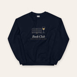 The Book Club Crewneck in Navy, flat lay front, product shot on cream