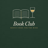 The Book Club Crewneck in Forest Green, close-up detail
