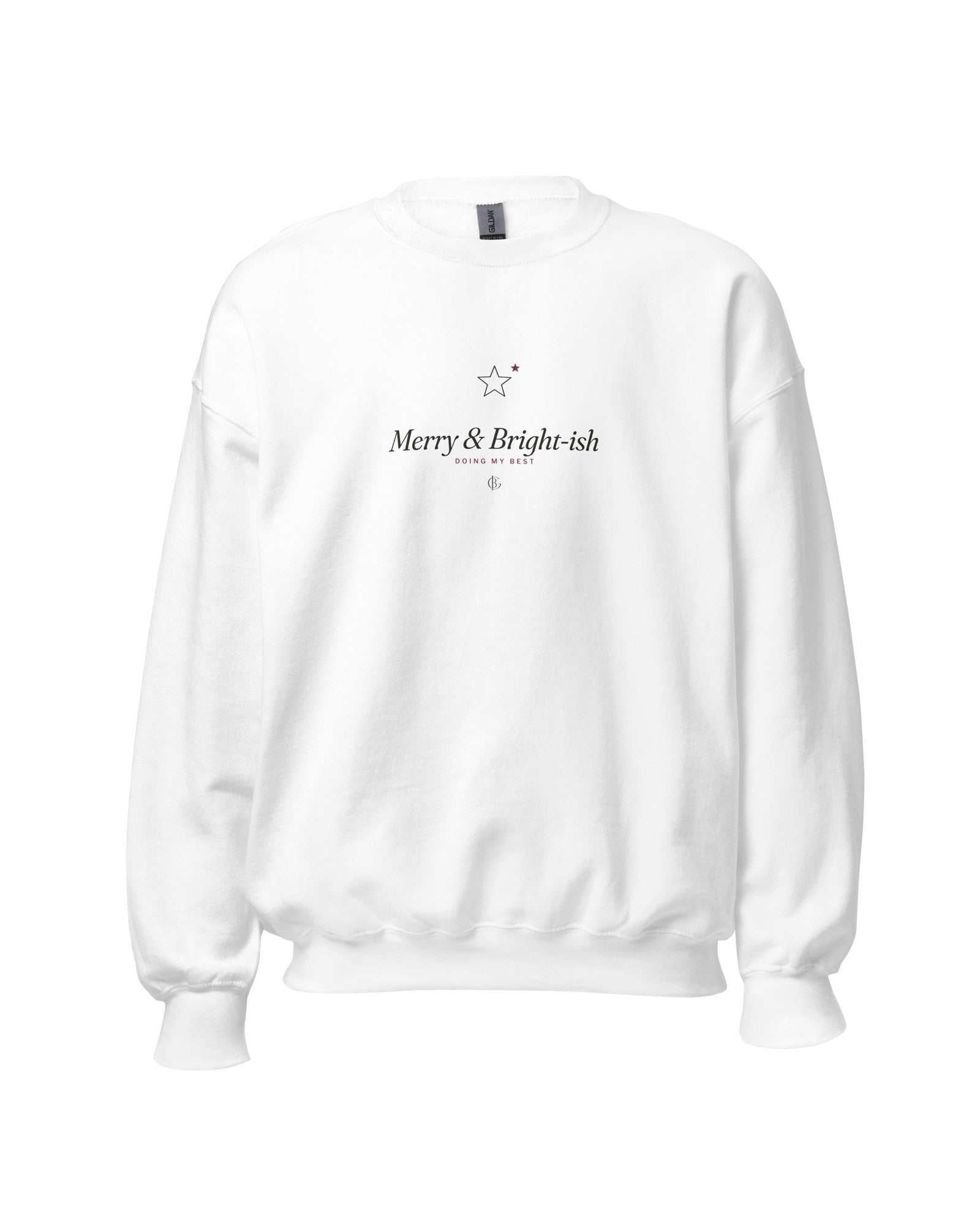 The Merry and Bright-ish Crewneck in White, product shot