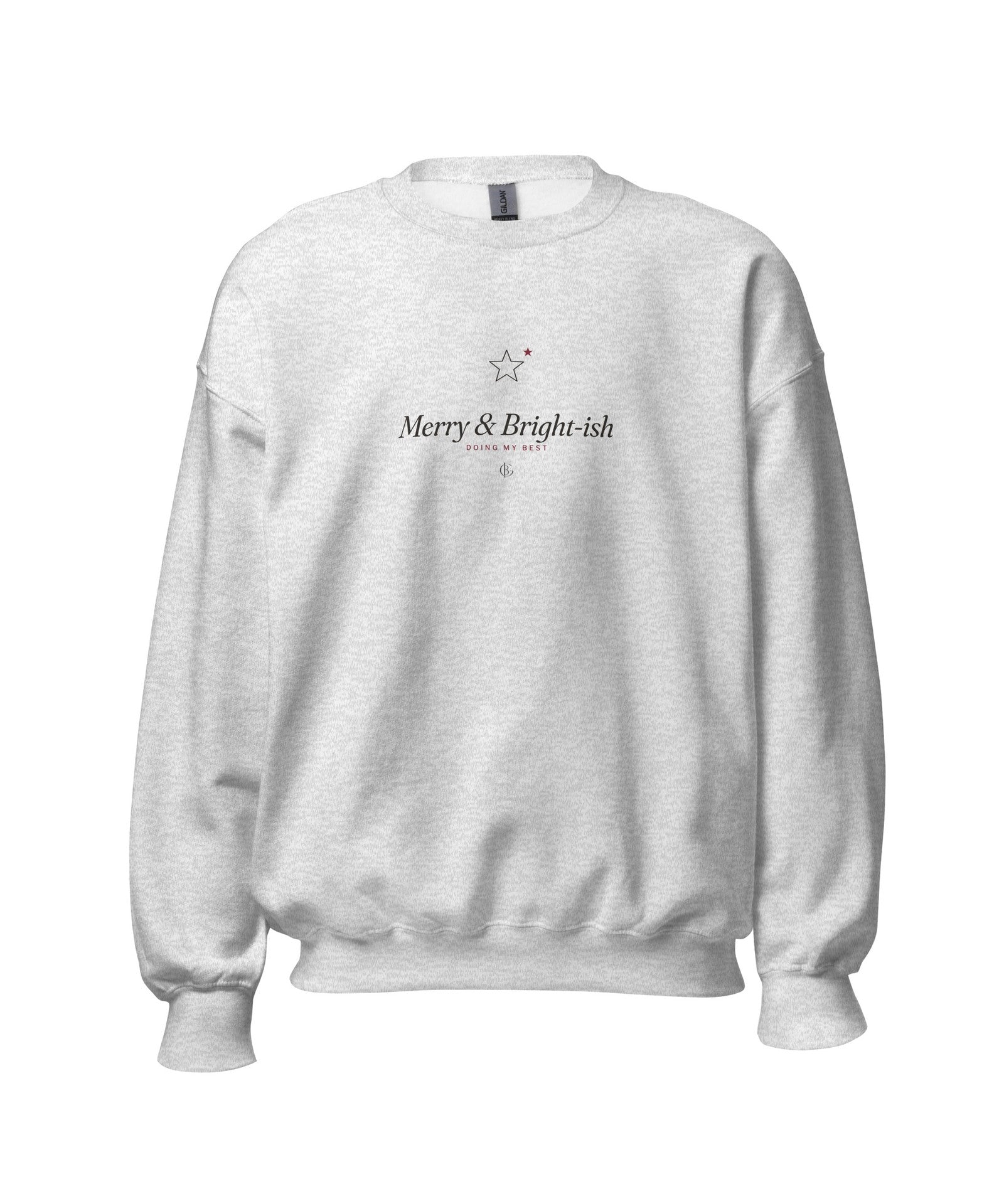 The Merry and Bright-ish Crewneck in Ash, product shot