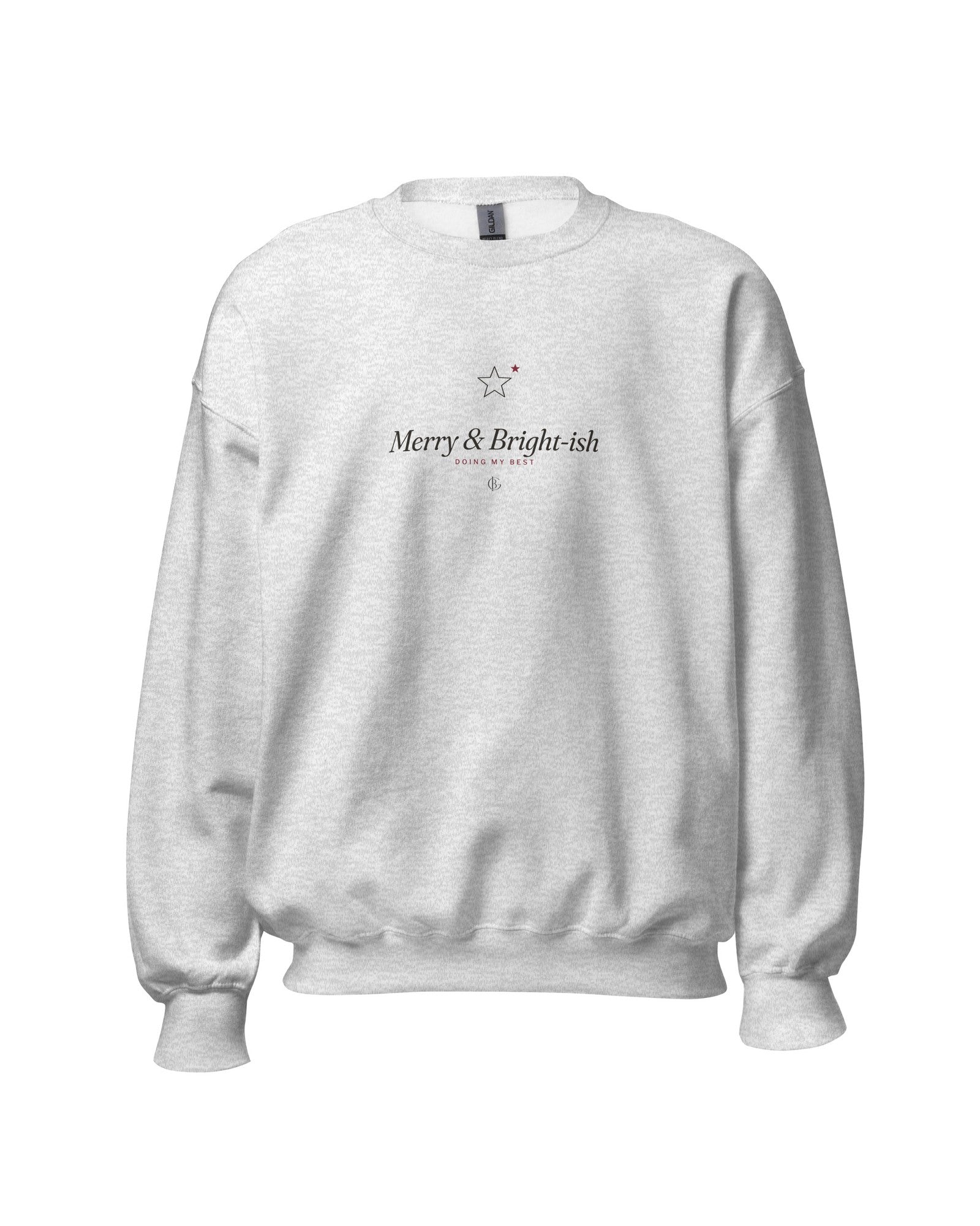 The Merry and Bright-ish Crewneck in Ash, product shot