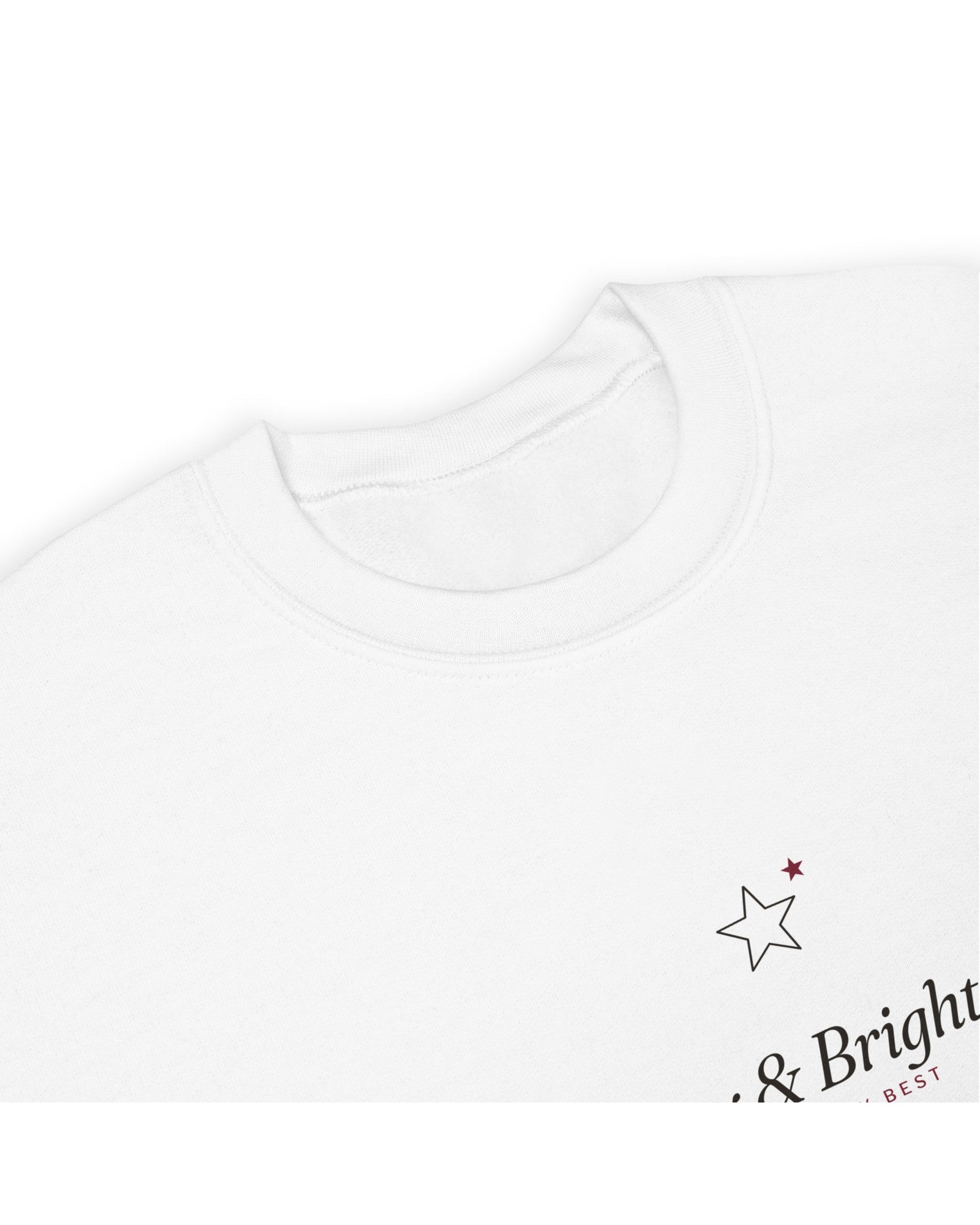 The Merry and Bright-ish Crewneck in White, detail shot