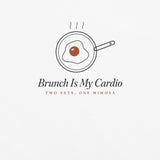 The Brunch Is My Cardio Tee in White, close-up detail