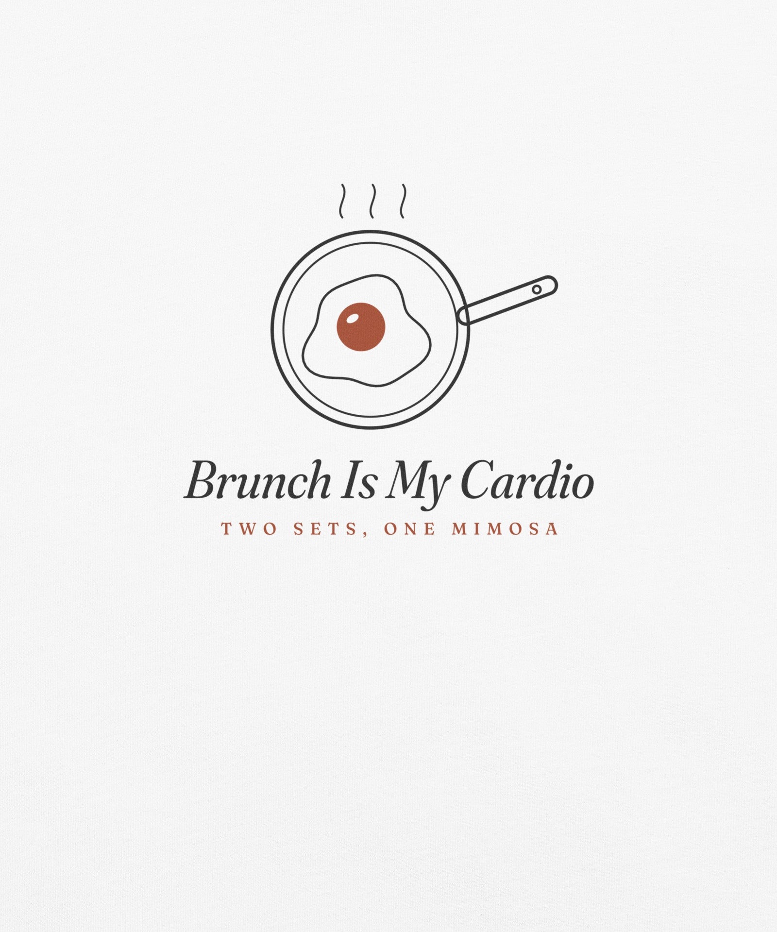 The Brunch Is My Cardio Tee in White, close-up detail