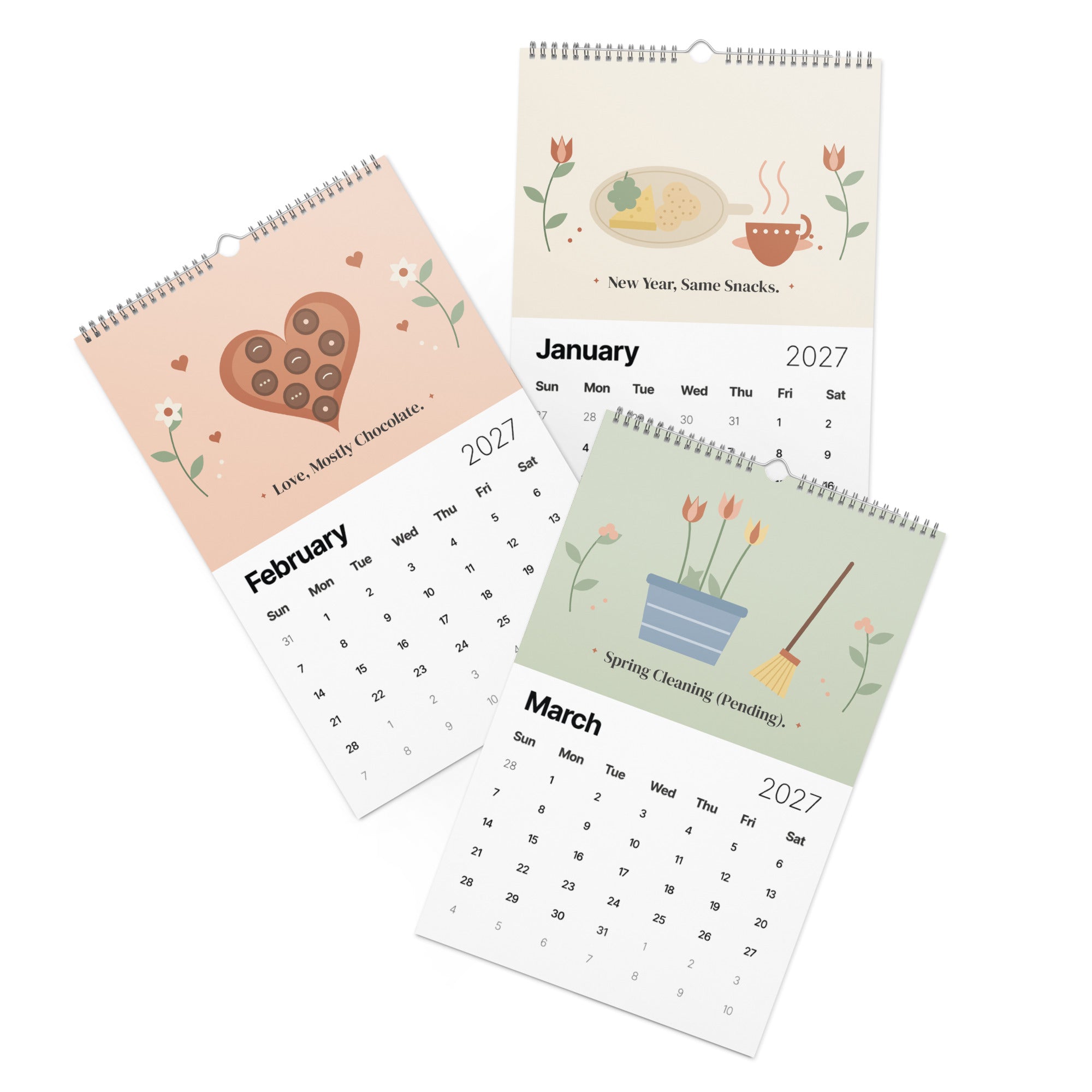 January, February and March pages