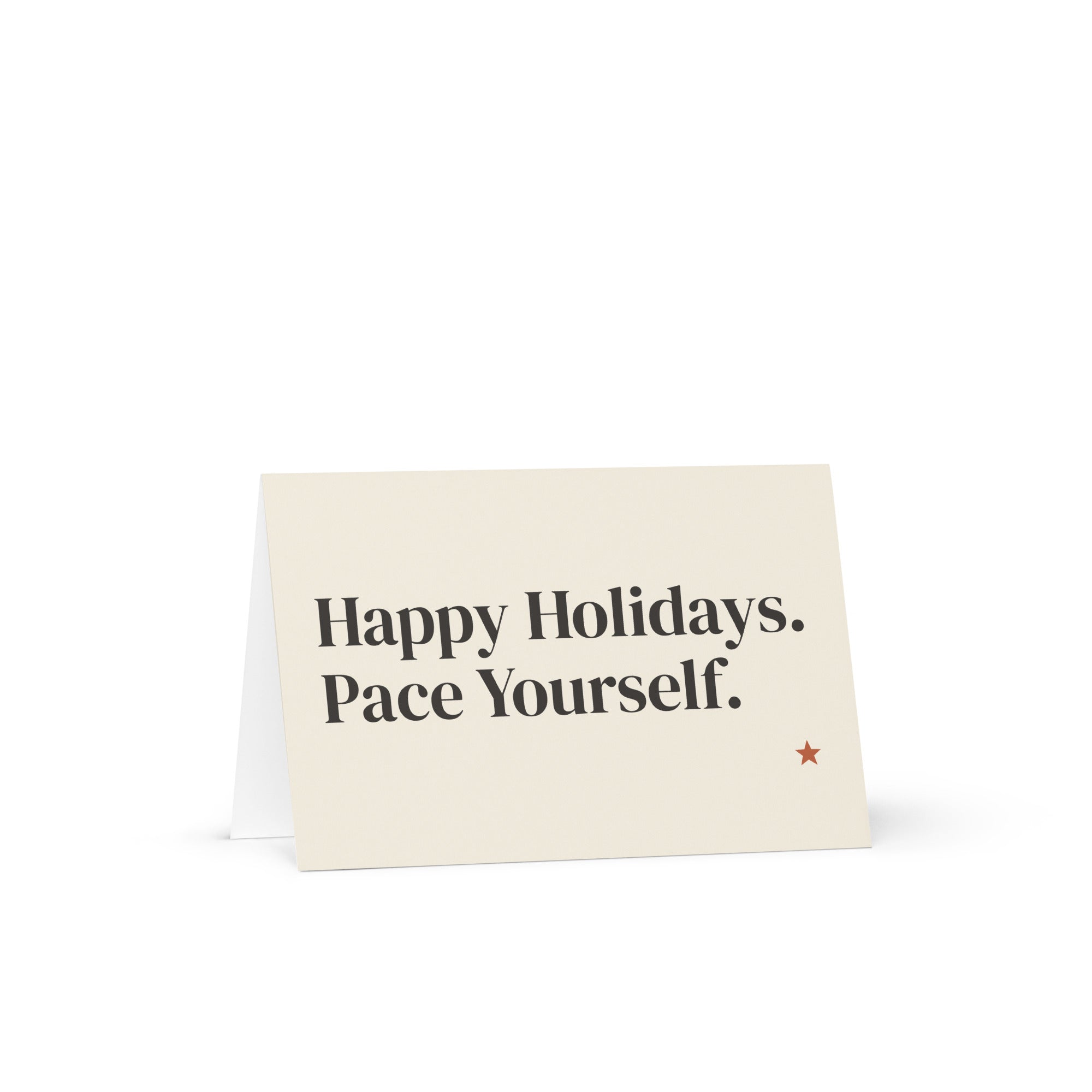 Pace Yourself card standing, front view