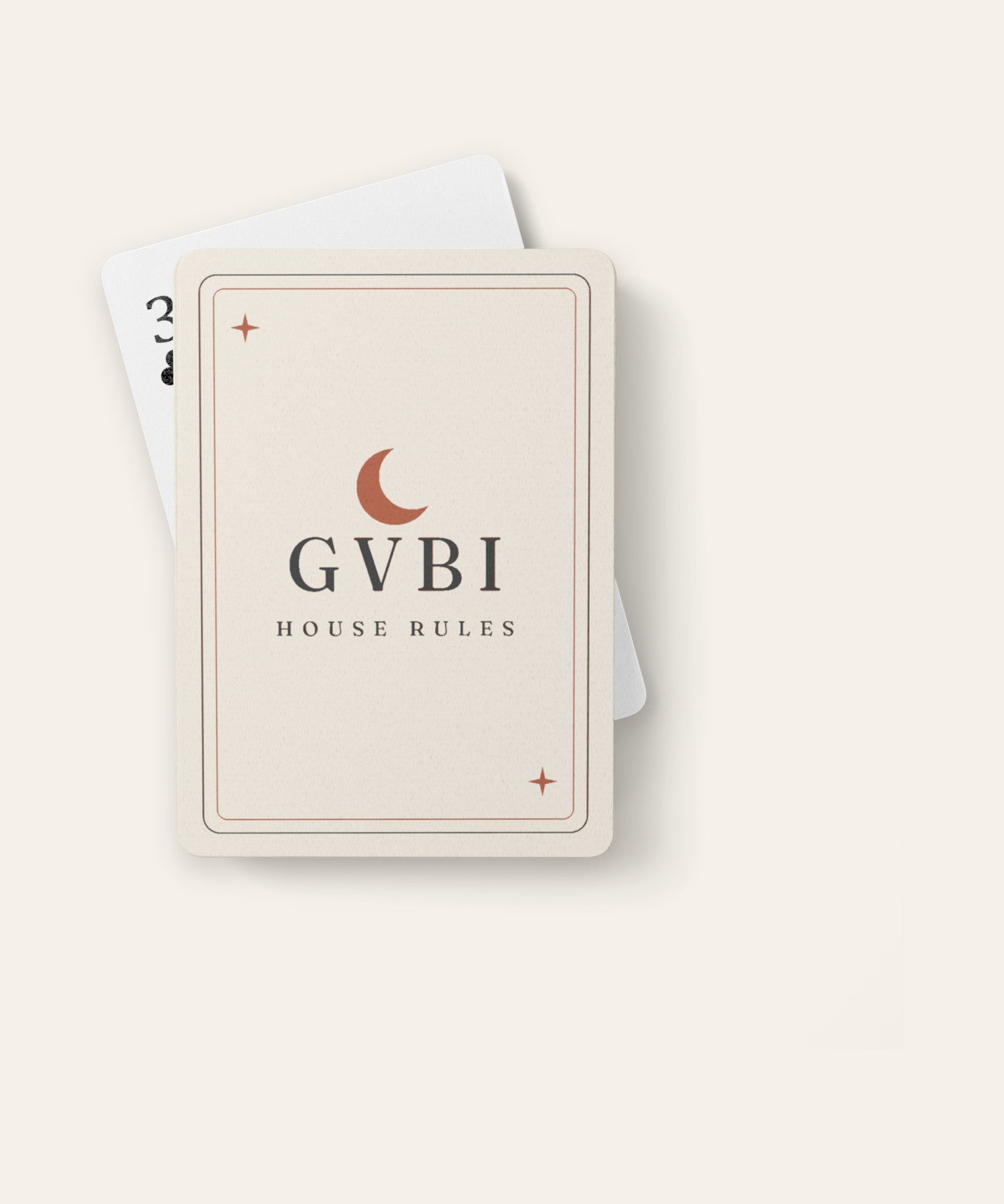 The House Rules Playing Cards, product shot on cream