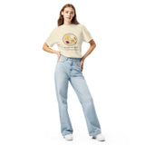 The Cheese Board Member Tee in Ivory, worn with light jeans