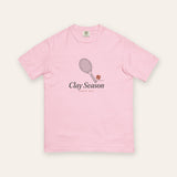 The Clay Season Tee in Blossom, flat lay front, product shot on cream