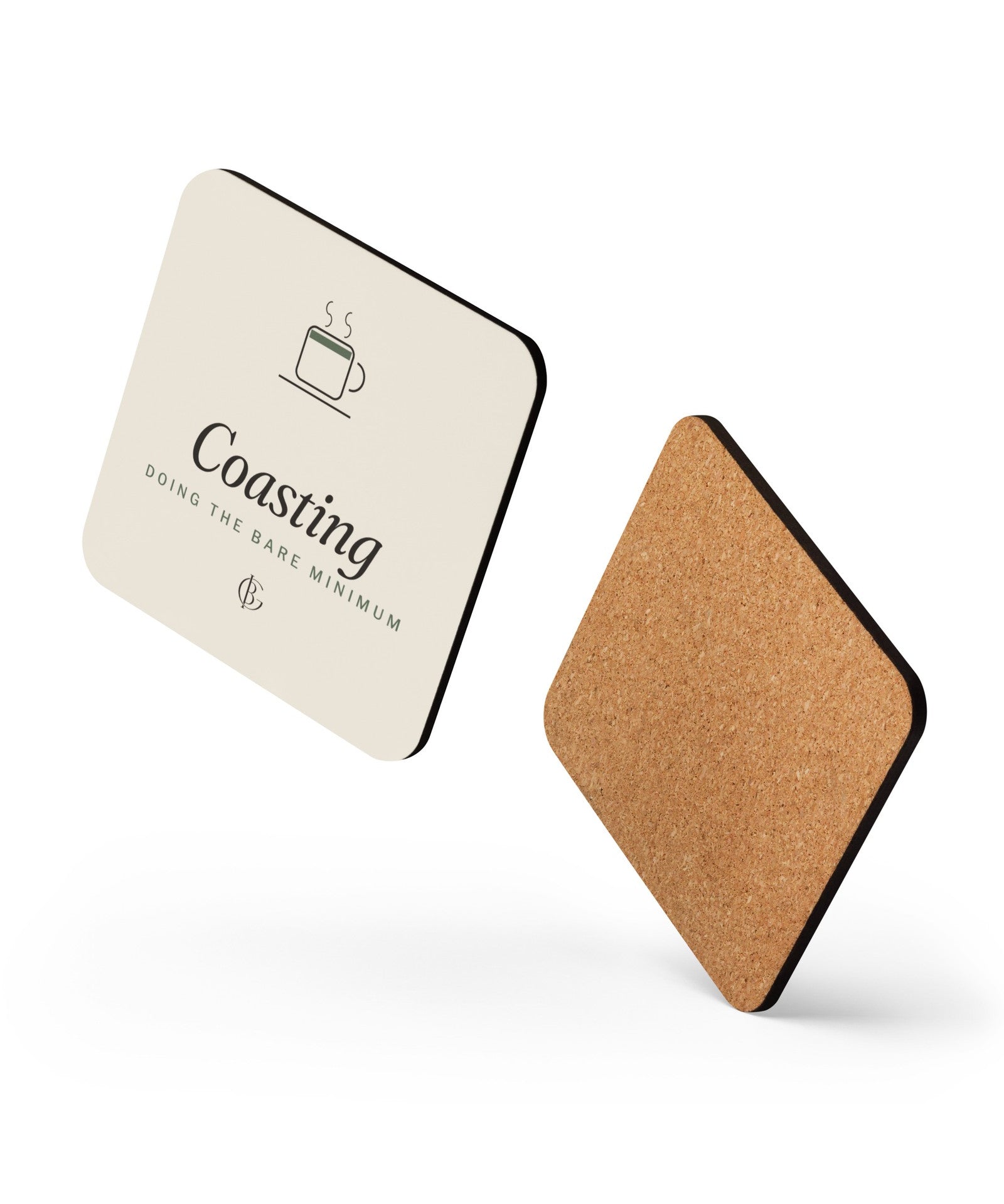 The Coasting Cork Coaster, product shot from another angle