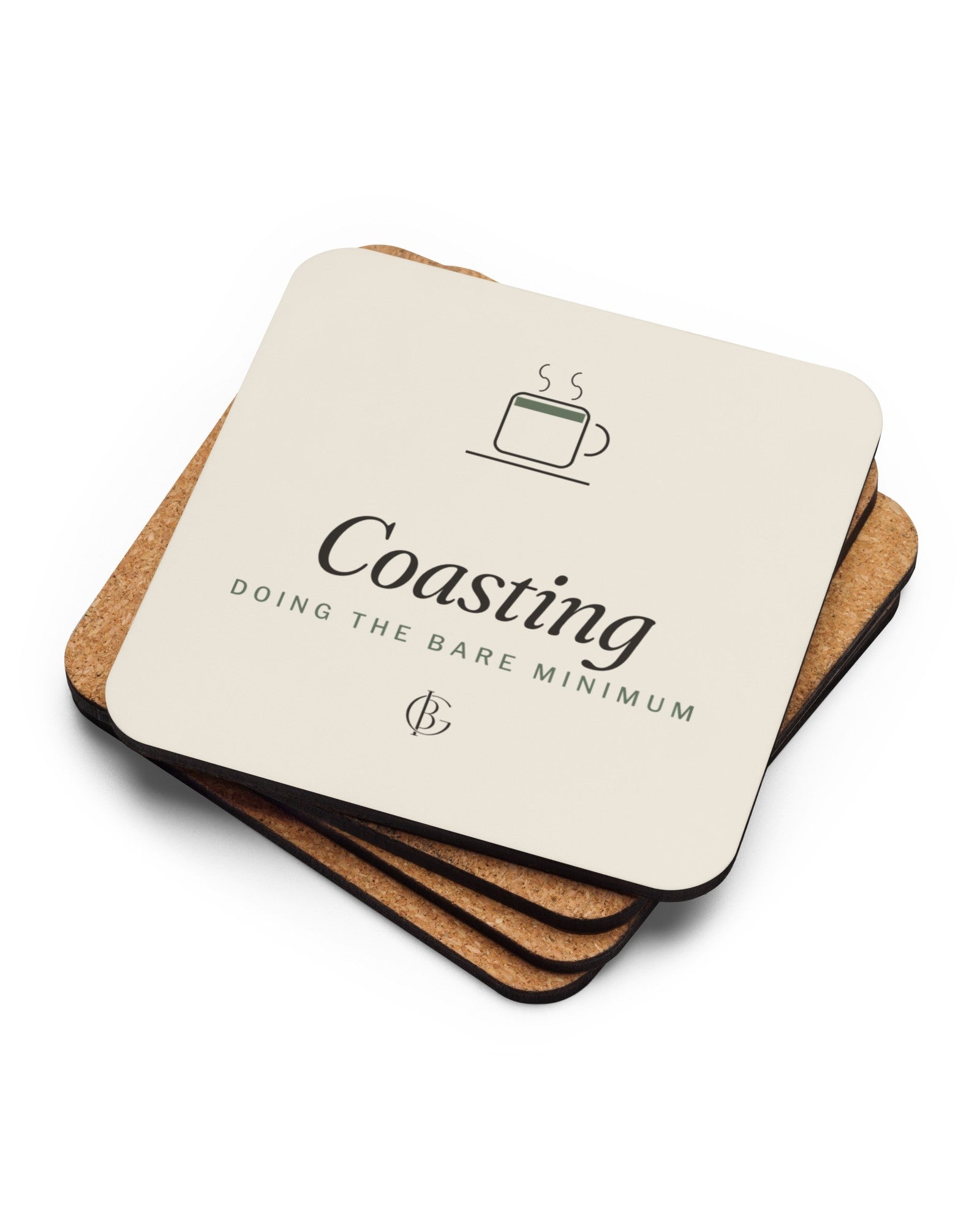 The Coasting Cork Coaster, product shot from another angle