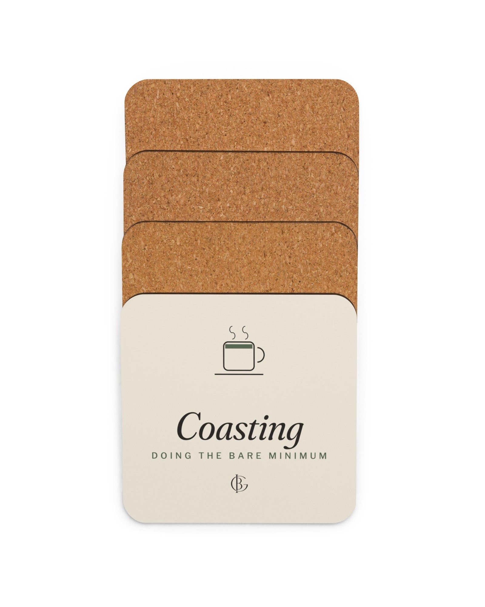 The Coasting Cork Coaster, product shot from another angle