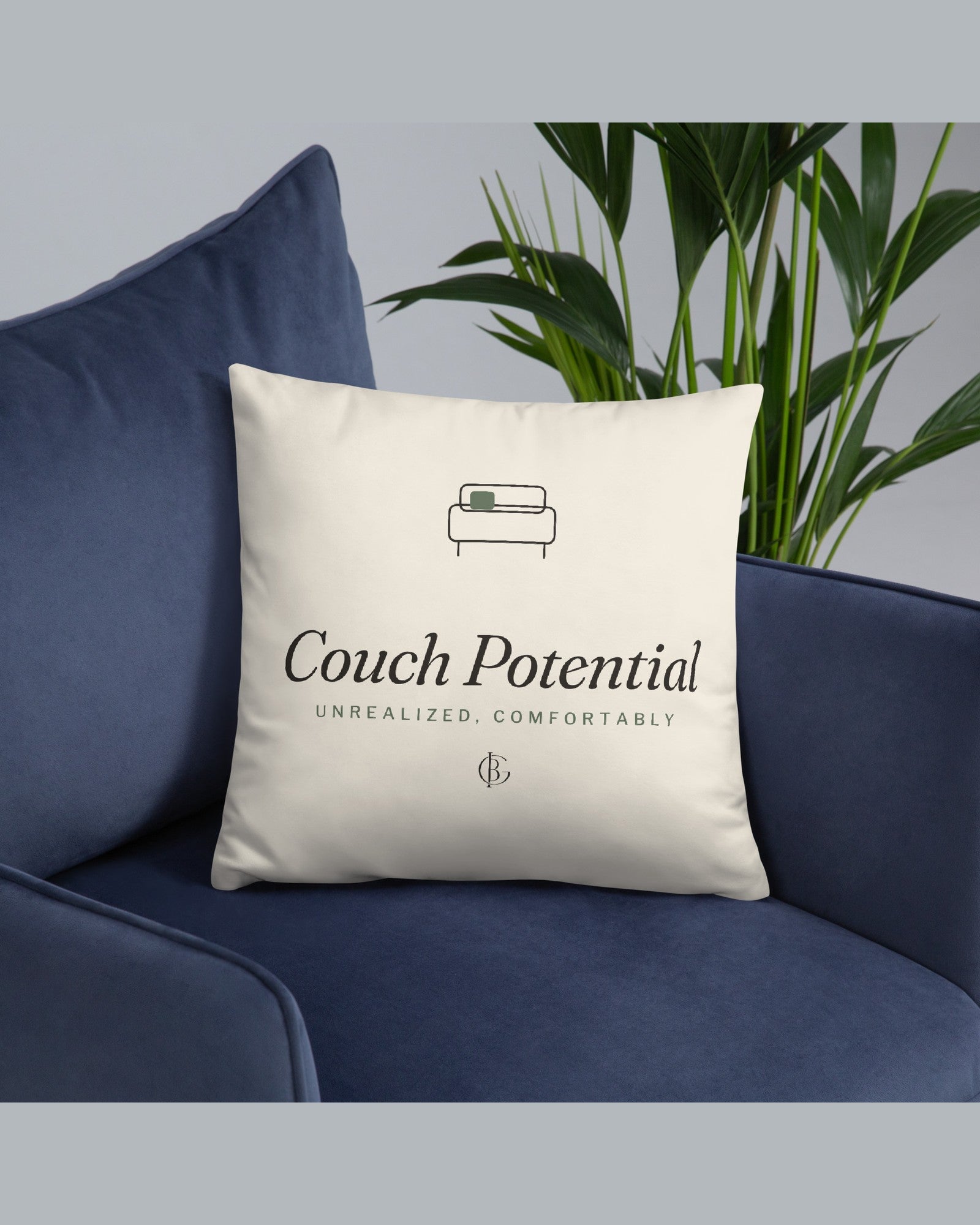 The Couch Potential Pillow, styled lifestyle shot