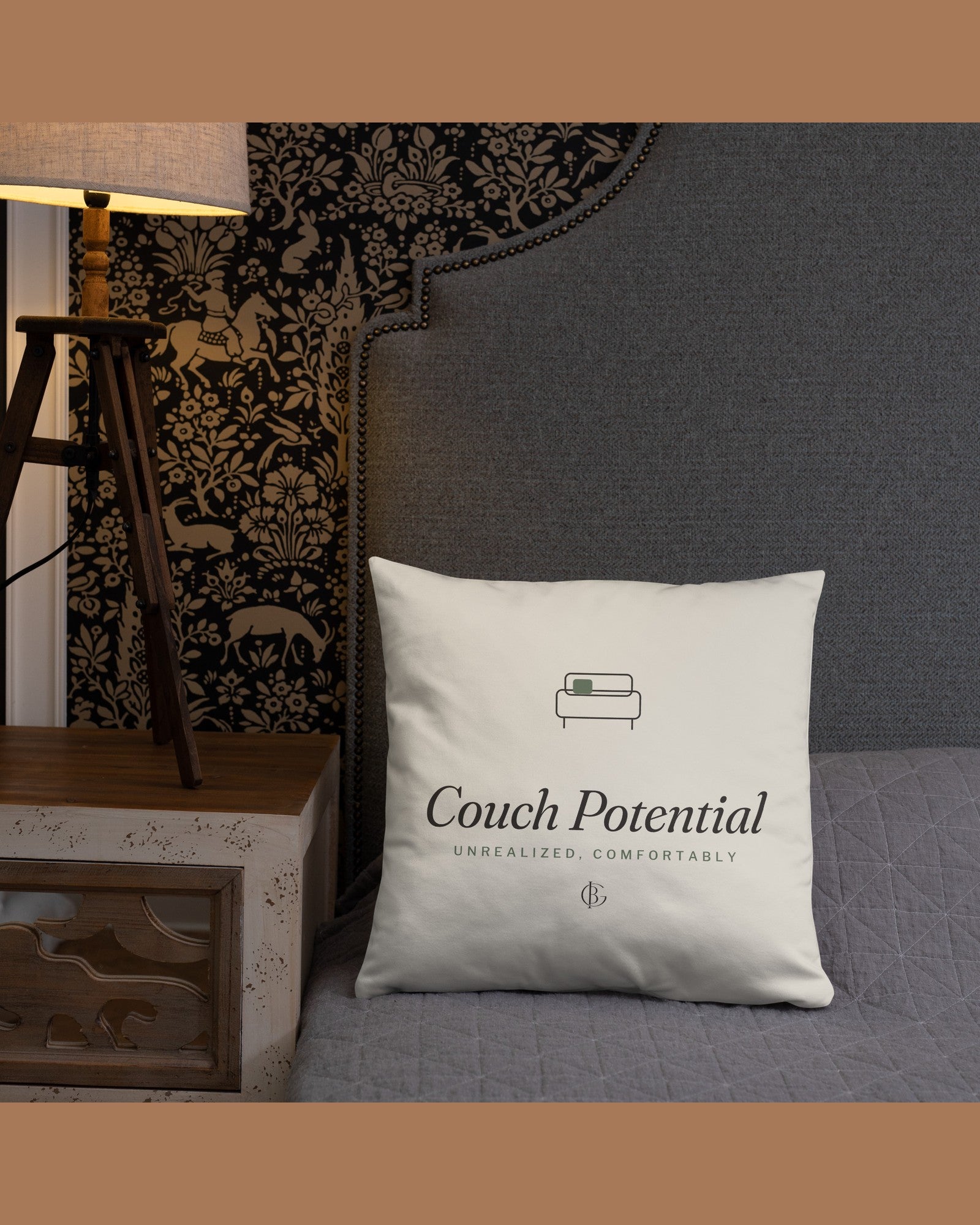 The Couch Potential Pillow, styled lifestyle shot