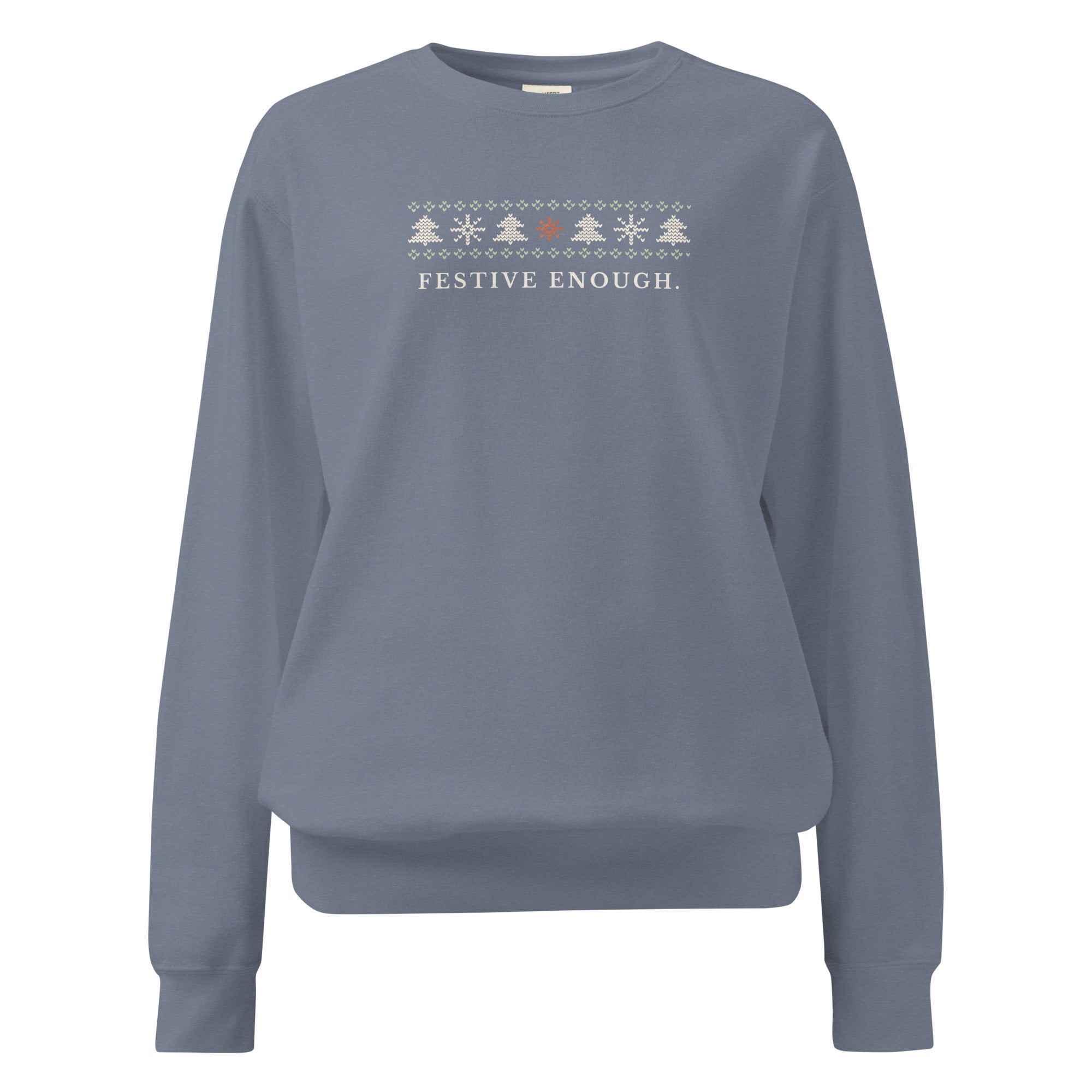 The Festive Enough Crewneck in Blue Jean, relaxed fit