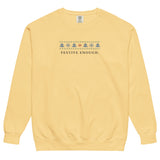 The Festive Enough Crewneck in Butter, flat lay front with the Fair Isle band and FESTIVE ENOUGH.