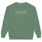 The Festive Enough Crewneck in Light Green, flat lay front with the Fair Isle band and FESTIVE ENOUGH.