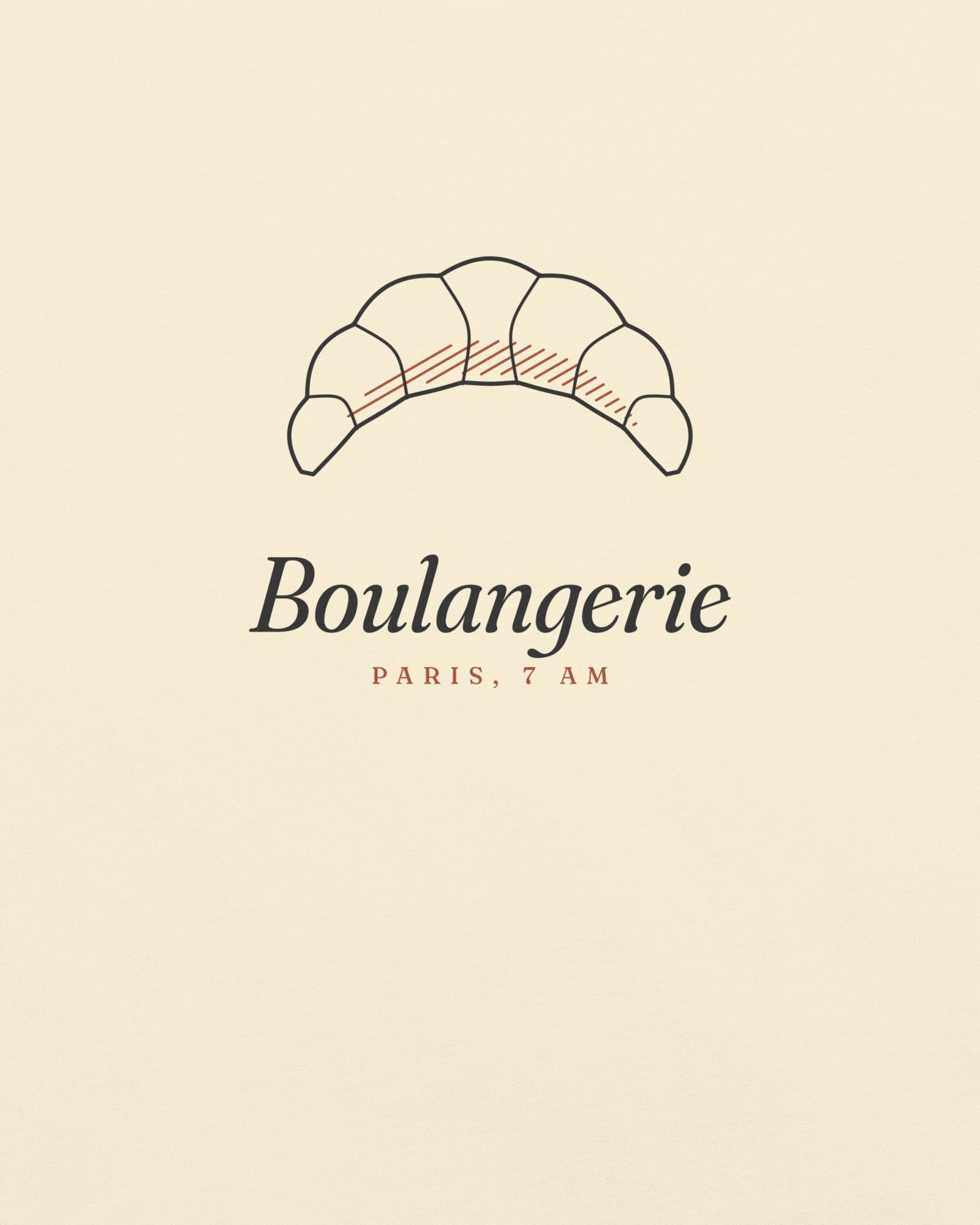 The Boulangerie Tee in Ivory, close-up detail