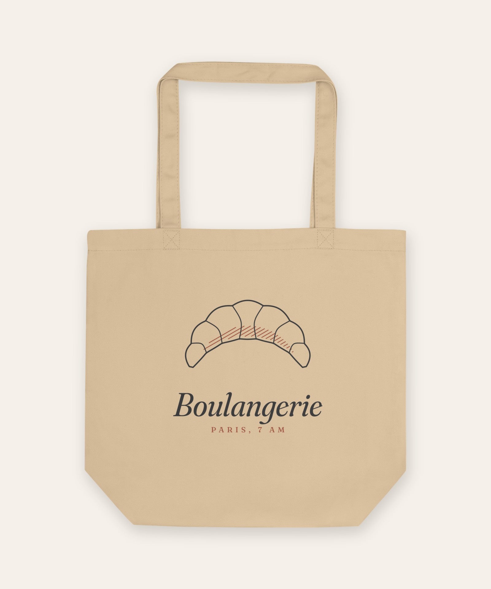 The Boulangerie Tote in Oyster, flat lay front, product shot on cream