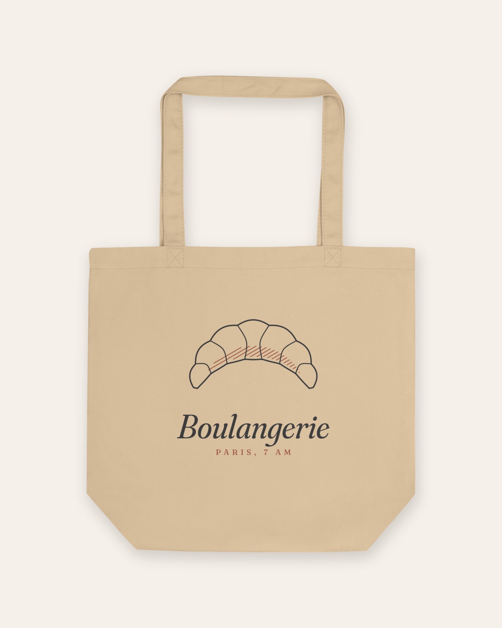 The Boulangerie Tote in Oyster, flat lay front, product shot on cream