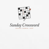 The Sunday Crossword Tee in White, close-up detail