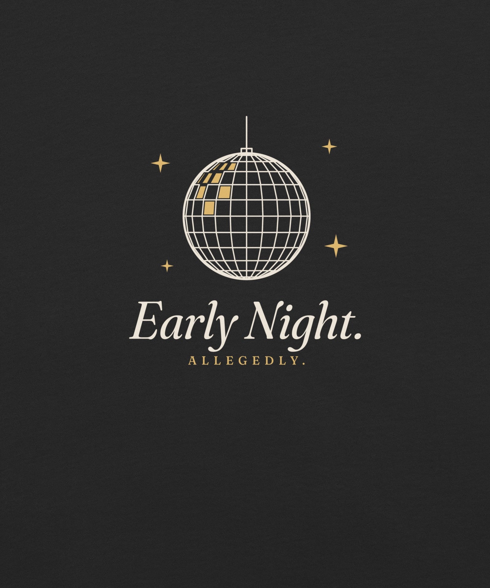 The Early Night Tee in Black, close-up detail