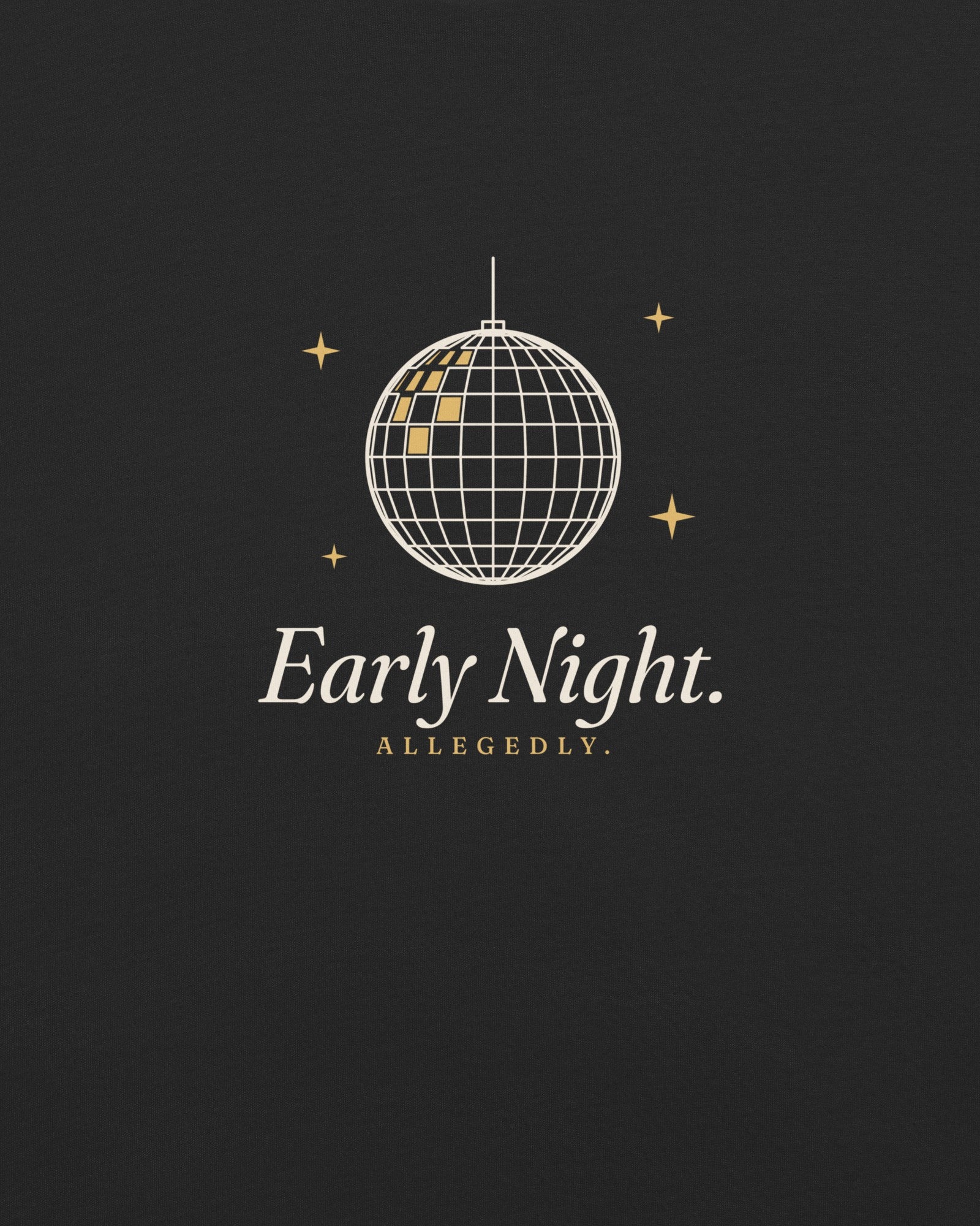 The Early Night Tee in Black, close-up detail