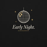 The Early Night Crewneck in Black, close-up detail
