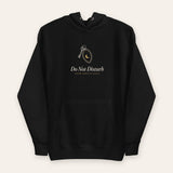 The Do Not Disturb Hoodie in Black, flat lay front, product shot on cream