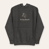 The Do Not Disturb Hoodie in Charcoal Heather, flat lay front, product shot on cream