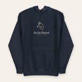 The Do Not Disturb Hoodie in Navy Blazer, flat lay front, product shot on cream