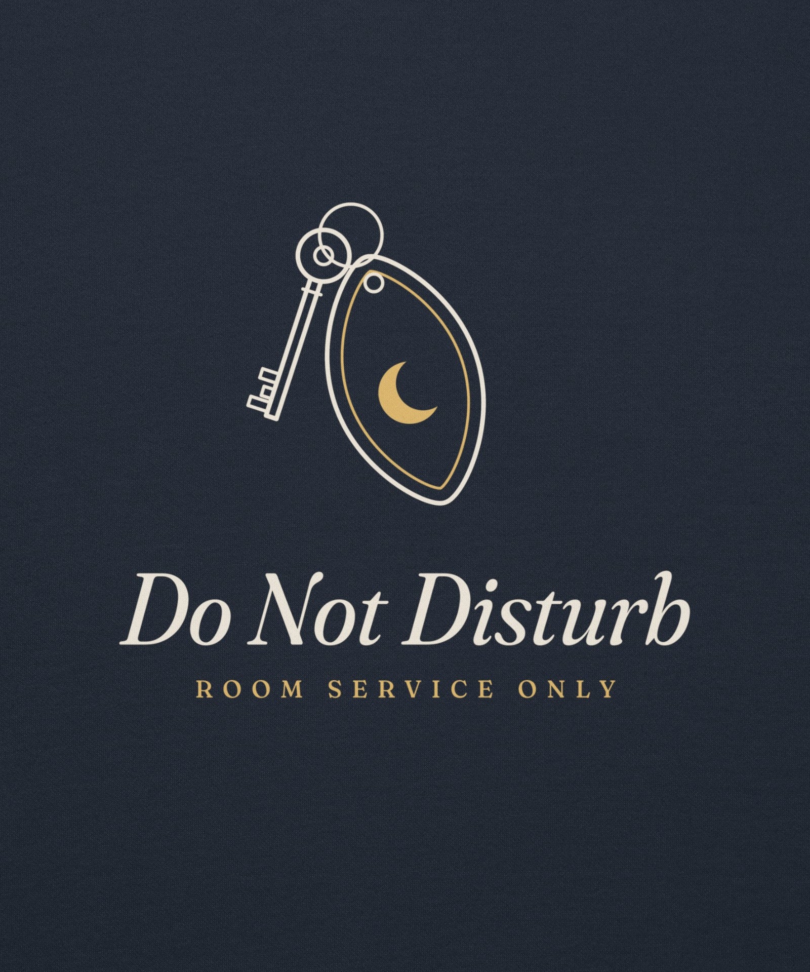 The Do Not Disturb Hoodie in Navy Blazer, close-up detail