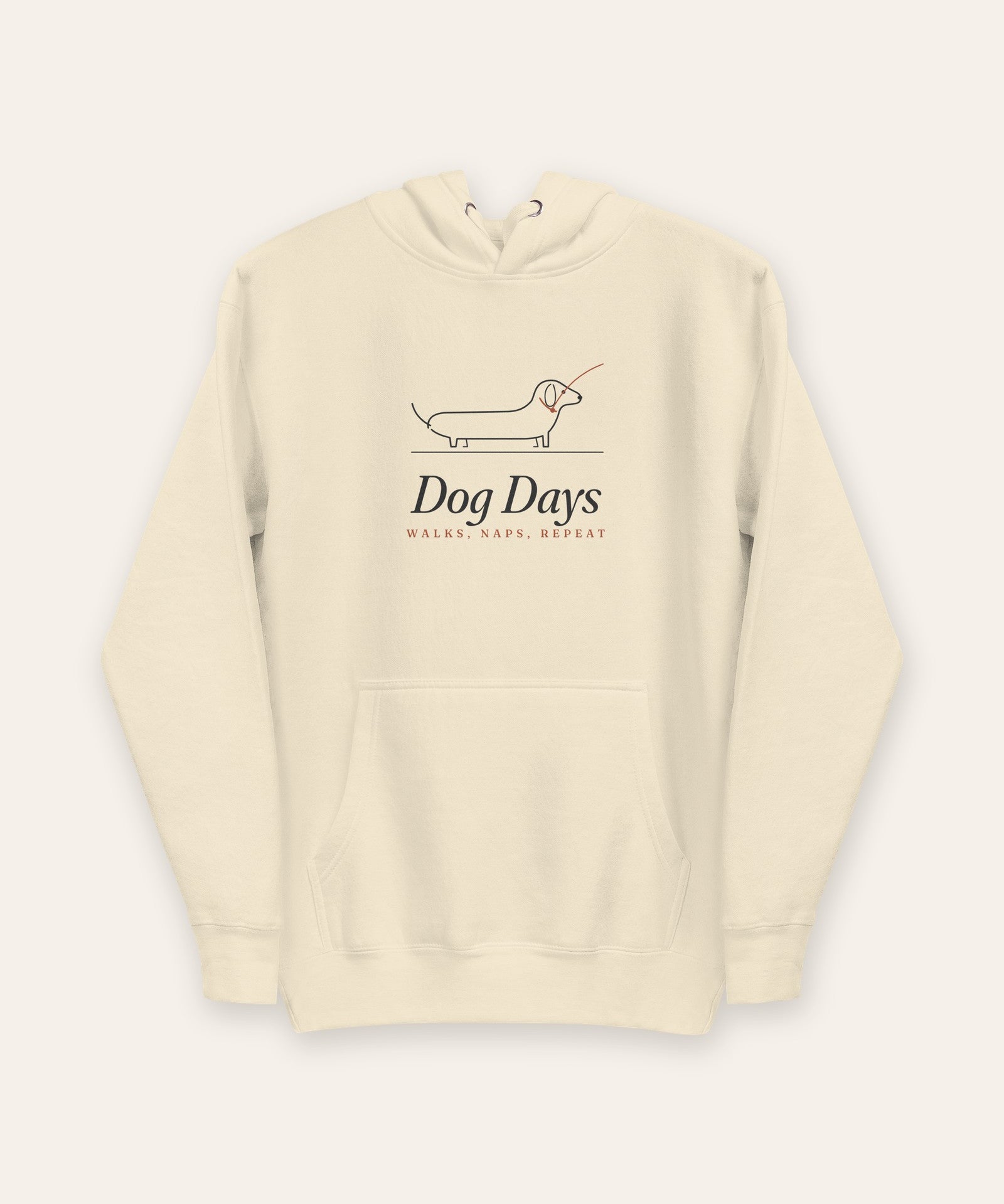 The Dog Days Hoodie in Bone, flat lay front, product shot on cream