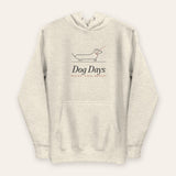 The Dog Days Hoodie in Oatmeal Heather, flat lay front, product shot on cream