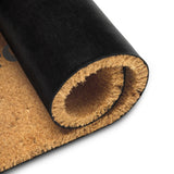 Rolled edge showing the thick coir and black vinyl backing