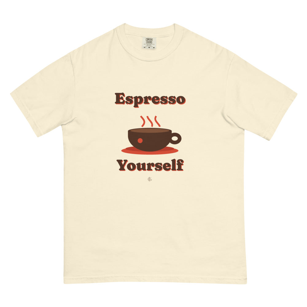 The Espresso Yourself Tee in Ivory, flat front
