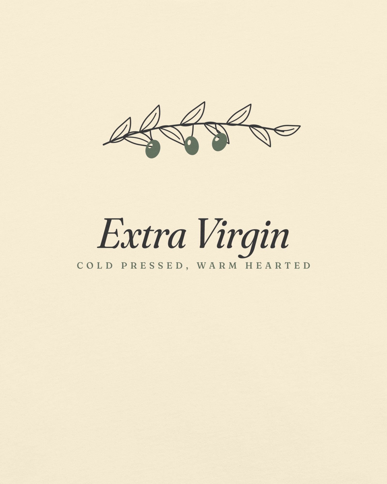 The Extra Virgin Tee in Ivory, close-up detail