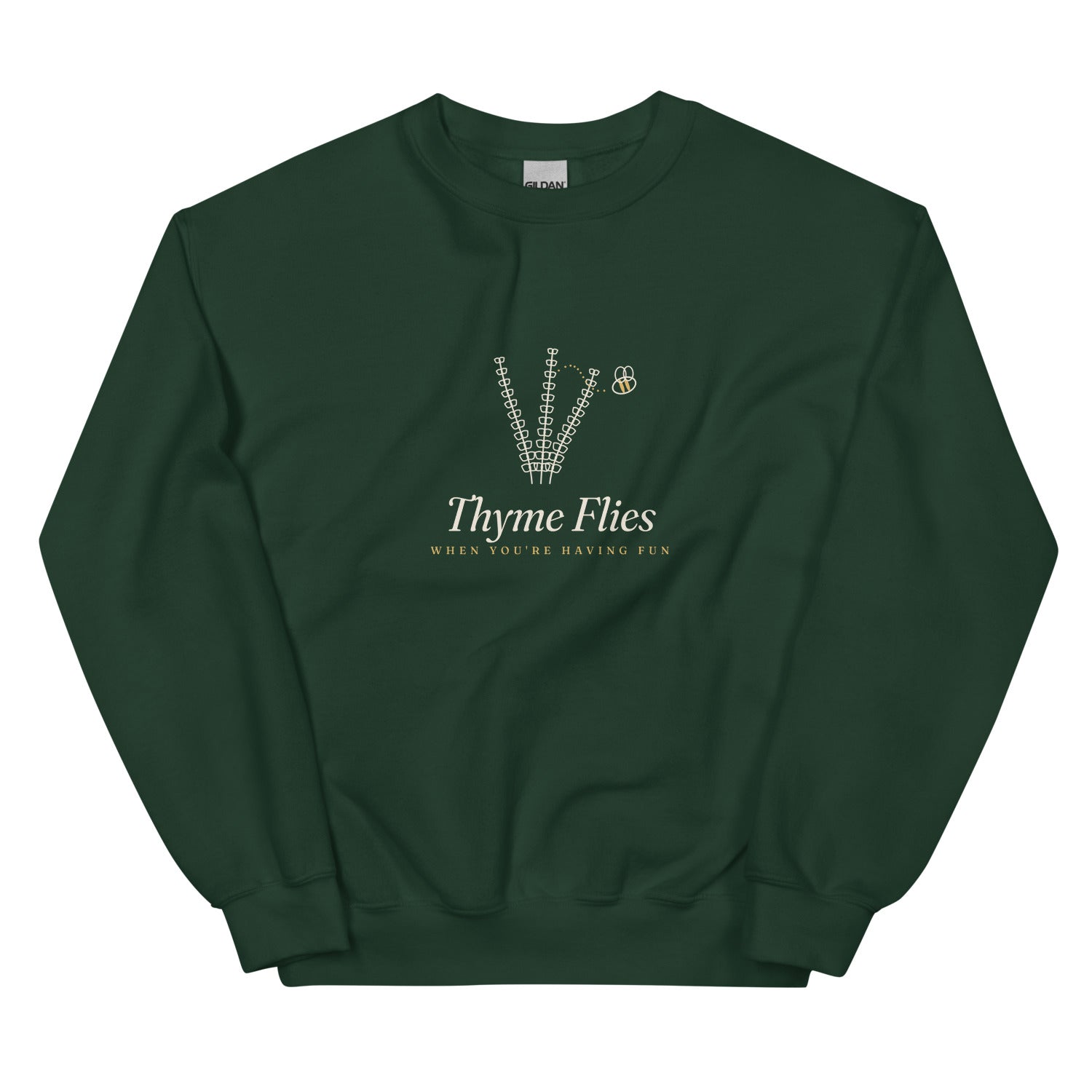 The Thyme Flies Crewneck - Forest Green